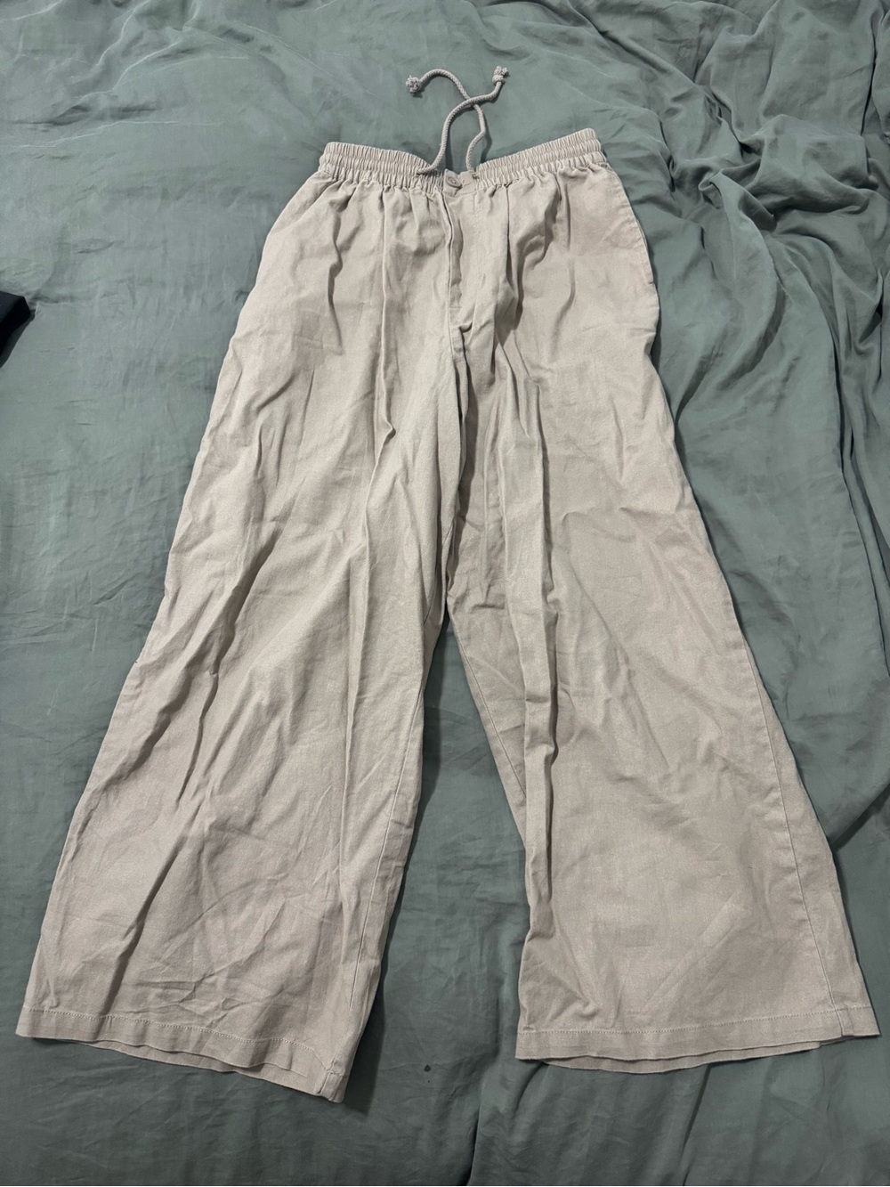 ASOS Wide-Leg Drawstring Pants in Light Beige
